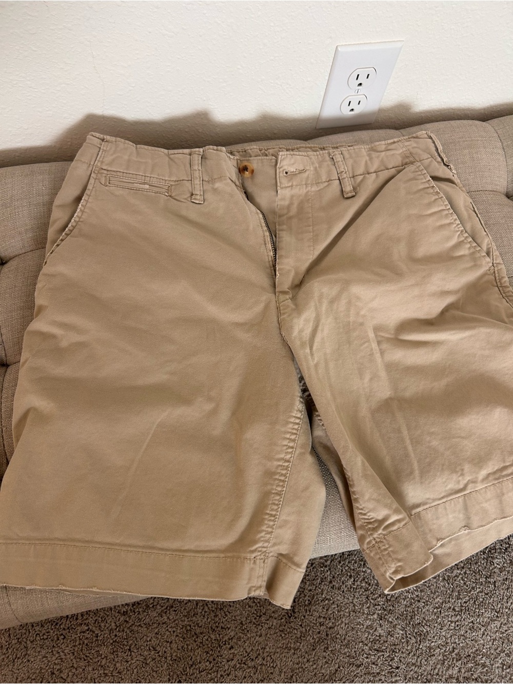 American Eagle Outfitters Men's Tan Flat Front Shorts